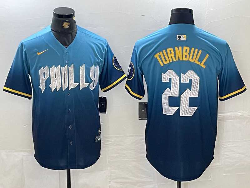 Men%27s Philadelphia Phillies #22 Spencer Turnbull Blue 2024 City Cool Base Jersey
